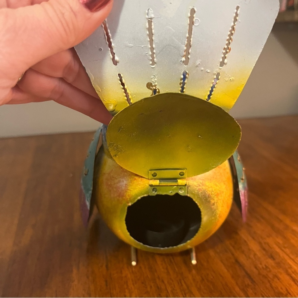 Silver Blue Owl Tea light Candle Holder / Incense Burner - home or garden - Picture 10 of 13
